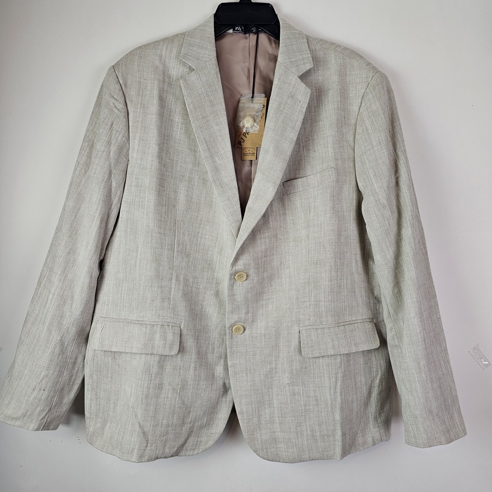 PJ Paul Jones NWT Blazer Mens 2XL Beige Linen Cotton Summer Sport Coat Jacket
